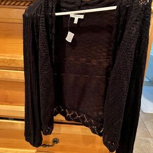Maurices Black Open-Knit Cardigan Sweater Sz XXL 2x